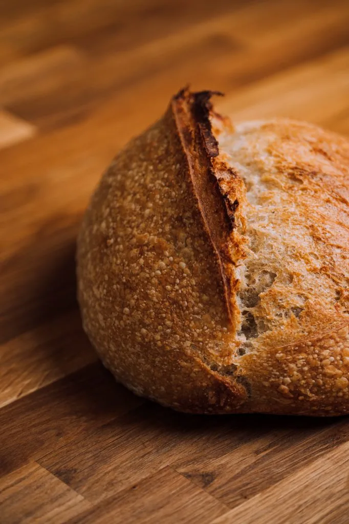A freshly baked sourdough loaf